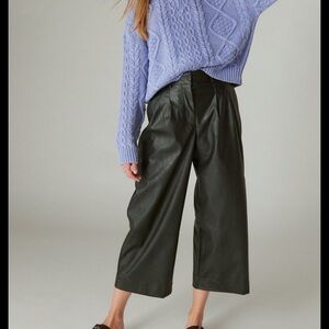 Leather Wide Leg Cropped Pants